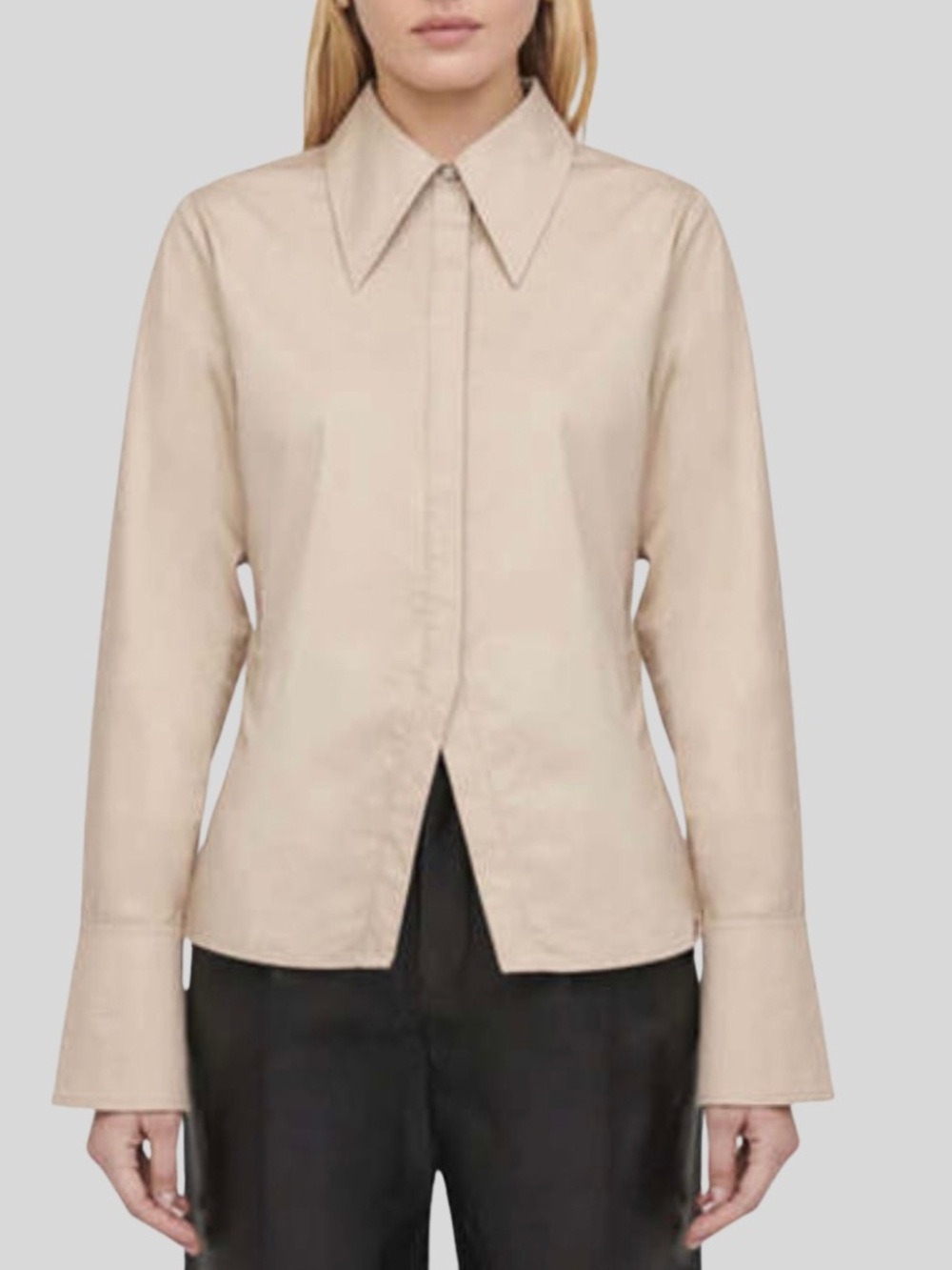 Anine Bing Tiffany Button Front Shirt SZ XS Tan Designer Minimalist Luxury EUC - Picture 10 of 10